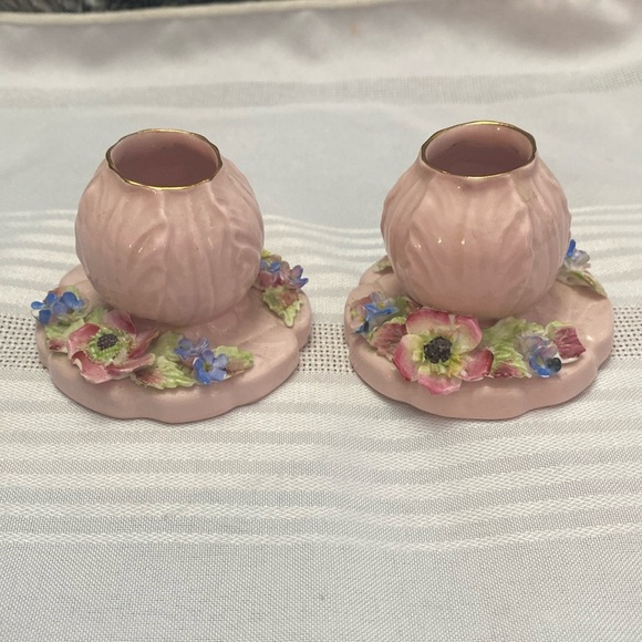 Vintage Radnor hand painted porcelain candle stick holders. - Picture 1 of 16